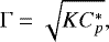 \begin{equation*} \UpGamma = \sqrt{K C_p^*}, \end{equation*}