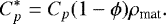 \begin{equation*} C_p^* = C_p (1-\phi) \rho_{\textrm{mat}}. \end{equation*}