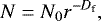 \begin{equation*} N=N_0r^{-D_{\textrm{f}}} ,\end{equation*}