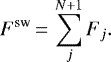 \begin{align*} F^{\textrm{sw}}{\,=\,} \sum_{j}^{N+1} F_j. \end{align*}