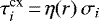 $\tau_i^{\textrm{cx}}{\,=\,}\eta(r)\,\sigma_{i}$