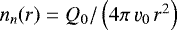 $n_n(r) = Q_0/\left(4\pi\,\varv_0\,r^2\right)$