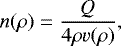 \begin{equation*} n(\rho) =\frac{Q}{4\rho v(\rho)},\end{equation*}