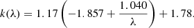 $$ \begin{aligned} k(\lambda ) = 1.17\left(-1.857+\frac{1.040}{\lambda }\right)+1.78. \end{aligned} $$
