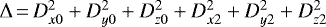 $\Delta\,{=}\,D_{x0}^2+D_{y0}^2+D_{z0}^2+D_{x2}^2+D_{y2}^2+D_{z2}^2$