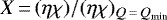 $X\,{=}\,(\eta\chi)/(\eta\chi)_{Q\,{=}\,Q_{\textrm{min}}}$