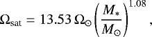 \begin{equation*} \Omega_{\textrm{sat}} = 13.53\,\Omega_{\odot}\left(\frac{M_*}{M_{\odot}}\right)^{1.08},\end{equation*}