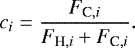 \begin{equation*} c_i = \frac{F_{\textrm{C},i}}{F_{\textrm{H},i} + F_{\textrm{C},i}}. \end{equation*}