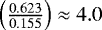 $\left(\frac{0.623}{0.155}\right) \approx 4.0$