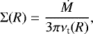 \begin{equation*} \Sigma({R}) = \frac{\dot{{M}}}{3 \pi \nu_{\textrm{t}}({R})},\end{equation*}