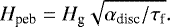 \begin{equation*} H_{\textrm{peb}} = H_{\textrm{g}} \sqrt{\alpha_{\textrm{disc}} / \tau_{\textrm{f}}}. \end{equation*}