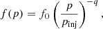 $$ \begin{aligned} f(p)=f_{0}\left(\frac{p}{p_{\rm inj}}\right)^{-q}, \end{aligned} $$