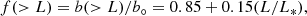 $$ \begin{aligned} f(>L)=b(>L)/b_\circ = 0.85 + 0.15(L/L_*), \end{aligned} $$