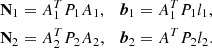 $$ \begin{aligned}&\mathbf N _1= A^T_1 P_1 A_1 , \quad \boldsymbol{b}_1=A^T_1 P_1 l_1 ,\nonumber \\&\mathbf N _2= A^T_2 P_2 A_2 , \quad \boldsymbol{b}_2= A^T P_2l_2. \end{aligned} $$