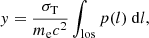 $$ \begin{aligned} y = \frac{\sigma _{\rm T}}{m_{\rm e} c^2} \int _{\mathrm{los}} p(l) \ \mathrm{d}l, \end{aligned} $$