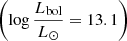 $ \left(\log \frac{L_{\mathrm{bol}}}{L_\odot}=13.1\right) $