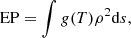 $$ \begin{aligned} \mathrm{EP} = \int { g}(T) \rho ^{2} \mathrm{d}s, \end{aligned} $$