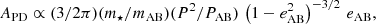$$ \begin{aligned} A_{\rm PD}\propto (3/2\pi ) (m_\star /m_{\rm AB})(P^2/P_{\rm AB})\, \left(1-e^2_{\rm AB}\right)^{-3/2}\, e_{\rm AB}, \end{aligned} $$