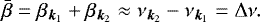 \begin{equation*} {\bar{\beta}} = \beta_{{\bm k}_1} + \beta_{{\bm k}_2} \approx \nu_{{\bm k}_2} - \nu_{{\bm k}_1} = \Delta \nu .\end{equation*}