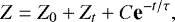 \begin{equation*} Z = Z_0 + Z_t + C \textbf{e}^{-t/\tau},\end{equation*}