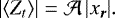 \begin{equation*} |\langle Z_t \rangle | = {\mathcal{A}} \, | x_{{\bm r}}|.\end{equation*}