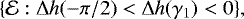 \begin{equation*} \left\{ {\cal E} : \Delta h (- \pi / 2 ) < \Delta h (\gam_1 ) < 0 \right\}\!, \end{equation*}
