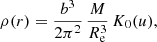$$ \begin{aligned} \rho (r) = \frac{b^3}{2\pi ^2}\,\frac{M}{R_{\text{e}}^3}\,K_0(u), \end{aligned} $$