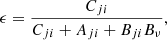 $$ \begin{aligned} \epsilon = \dfrac{ C_{ji} }{ C_{ji} + A_{ji} + B_{ji} B_\nu }, \end{aligned} $$