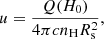 $$ \begin{aligned} u = \frac{Q({H}_0 )}{4\pi {cn}_{\mathrm{H}}{R}_{\rm s}^{2}}, \end{aligned} $$