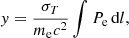 $$ \begin{aligned} { y} = \frac{\sigma _{T}}{m_{\rm e} c^2} \int P_{\rm e} \, \mathrm{d}l, \end{aligned} $$