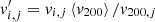$ v_{i,j}^{\prime}= v_{i,j} \left\langle v_{200}\right\rangle/v_{200,j} $