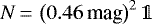Mathematical equation: $N\,{=}\,\left(0.46\,\text{mag}\right)^2\mathds{1}$