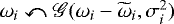 Mathematical equation: $\omega_i\curvearrowleft \mathscr{G}(\omega_i-\widetilde{\omega}_i, \sigma_i^{\smash 2})$
