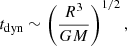 $$ \begin{aligned} t_{\rm dyn} \sim \left( \frac{R^3}{GM} \right)^{1/2}, \end{aligned} $$
