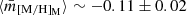 $ \langle \bar{m}_{\mathrm{[M/H]_M}} \rangle \sim -0.11 \pm 0.02 $