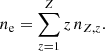 $$ \begin{aligned} n_{\rm e}=\sum _{z=1}^{Z}z\,n_{Z,z}. \end{aligned} $$