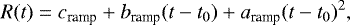 \begin{equation*} R(t) = c_{\textrm{ramp}} + b_{\textrm{ramp}}(t-t_0) + a_{\textrm{ramp}}(t-t_0){}^2,\end{equation*}