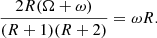 $$ \begin{aligned} \dfrac{2R(\Omega + \omega )}{(R+1)(R+2)} = \omega R. \end{aligned} $$