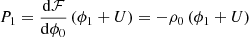 $$ \begin{aligned} P_{1}=\frac{\mathrm{d}{\mathcal{F} }}{\mathrm{d}\phi _0}\left(\phi _1+U\right)=-\rho _0\left(\phi _1+U\right) \end{aligned} $$