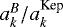 $a^B_k/a^{\text{Kep}}_k$