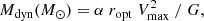 $$ \begin{aligned} M_{\rm dyn}(M_{\odot }) = \alpha \;r_{\rm opt}\;V^{2}_{\rm max}\;/\;G, \end{aligned} $$