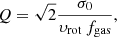 $$ \begin{aligned} Q =\sqrt{2}\frac{\sigma _0}{\upsilon _{\rm rot} \, f_{\rm gas}}, \end{aligned} $$