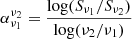 $$ \begin{aligned} \alpha _{\nu _1}^{\nu _2} = \frac{\log (S_{\nu _1}/S_{\nu _2})}{\log (\nu _2/\nu _1)} \end{aligned} $$