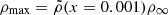 $ \rho_{\mathrm{max}}=\tilde{\rho}(x=0.001)\rho_{\infty} $
