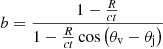 $ b=\frac{1-\frac{R}{c t}}{1-\frac{R}{c t}\cos{\left(\theta_{\mathrm{v}}-\theta_{\mathrm{j}}\right)}} $