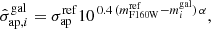 $$ \begin{aligned} \hat{\sigma }_{\mathrm{ap},i}^\mathrm{gal}=\sigma _{\rm ap}^\mathrm{ref} 10^{\,0.4\, (m^\mathrm{ref}_{\rm F160W}-m_i^\mathrm{gal})\,\alpha }, \end{aligned} $$