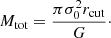 $$ \begin{aligned} M_{\rm tot} = \frac{\pi \sigma _0^2 r_{\rm cut}}{G}\cdot \end{aligned} $$