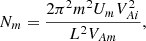 $$ \begin{aligned} N_m = \frac{2\pi ^2 m^2 U_m V_{Ai}^2}{L^2 V_{Am}} , \end{aligned} $$