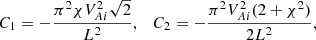 $$ \begin{aligned} C_1 = -\frac{\pi ^2\chi V_{Ai}^2\sqrt{2}}{L^2}, \quad C_2 = -\frac{\pi ^2 V_{Ai}^2(2 + \chi ^2)}{2L^2}, \end{aligned} $$
