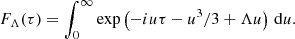$$ \begin{aligned} F_\Lambda (\tau ) = \int _0^\infty \exp \left(-iu\tau - u^3/3 + \Lambda u\right)\,\mathrm{d}u. \end{aligned} $$
